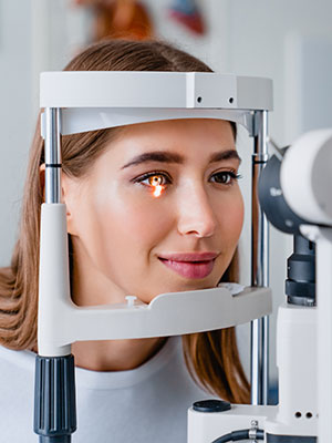 woman eye exam